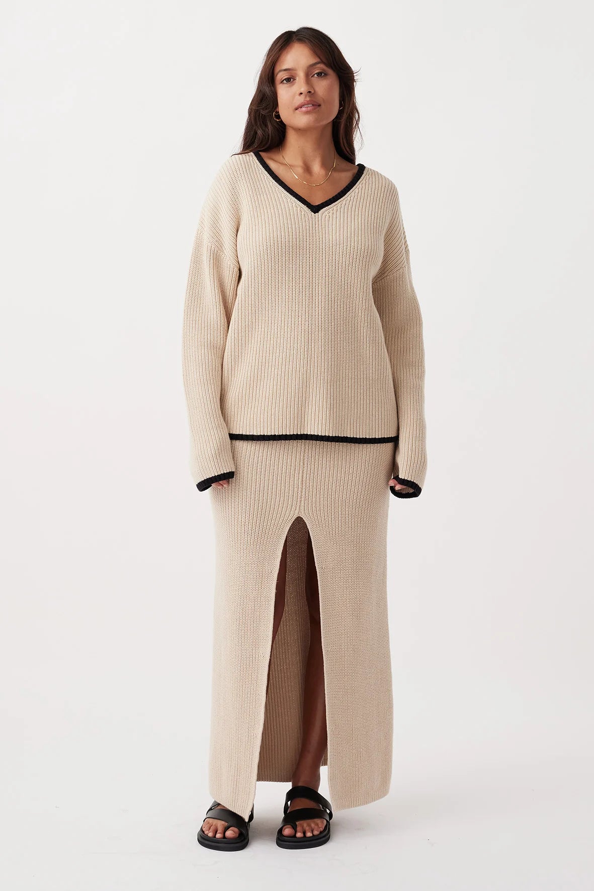 Alfie Sweater - Sand & Black