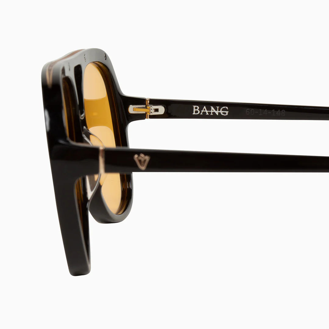 Bang - Gloss Black w. Gold Metal Trim / Orange Lens