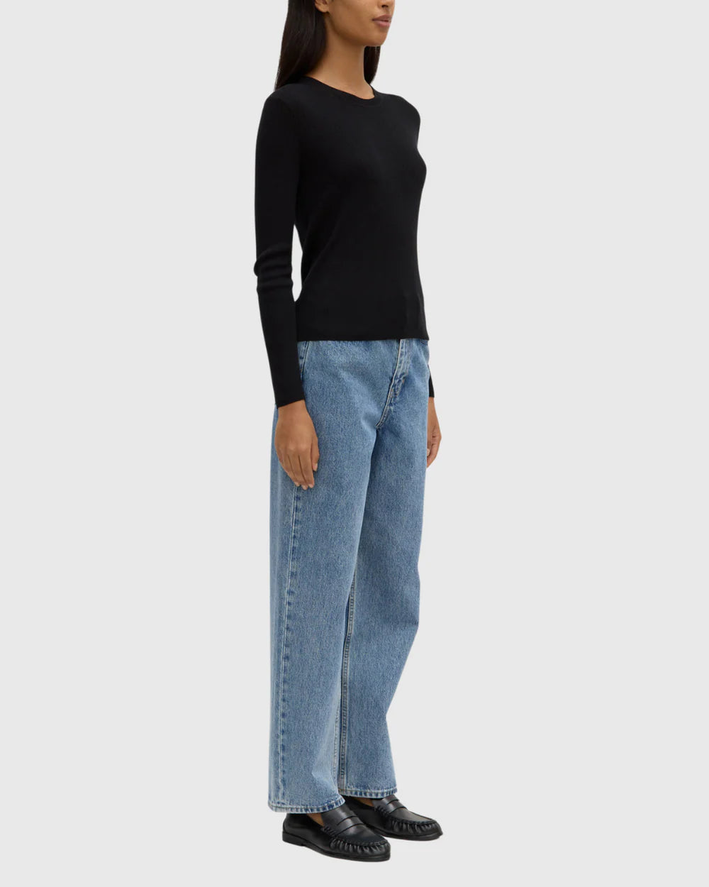 Amira Knit Long Sleeve Tee Black