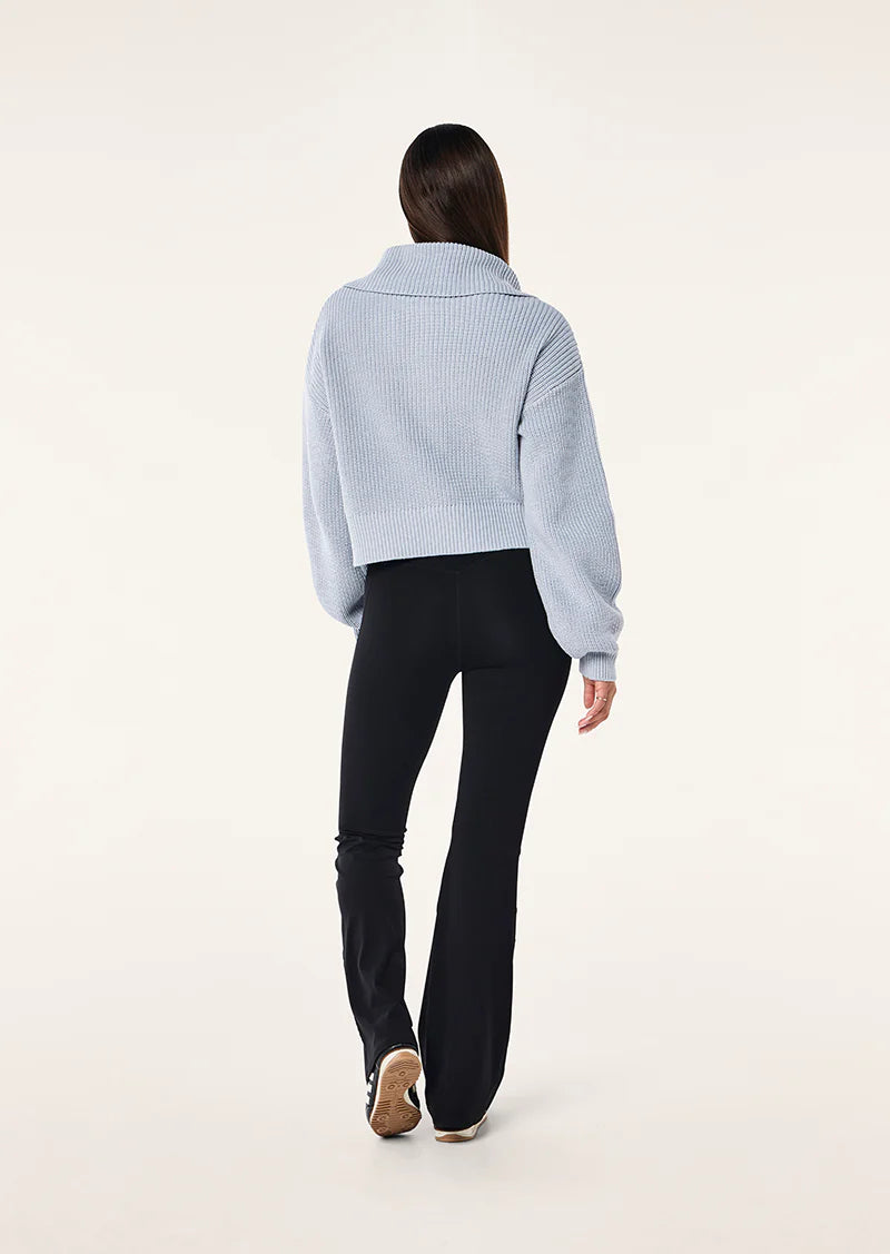 HIGH SEASON ZIP NECK KNIT IN ICE BLUE