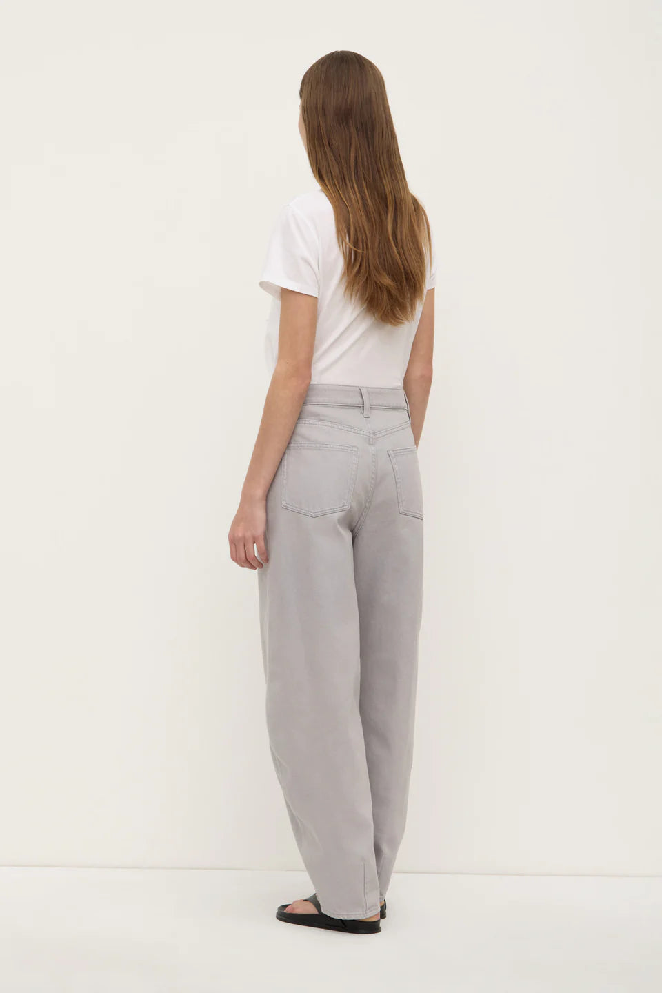 High Rise Barrel Jean - Light Grey