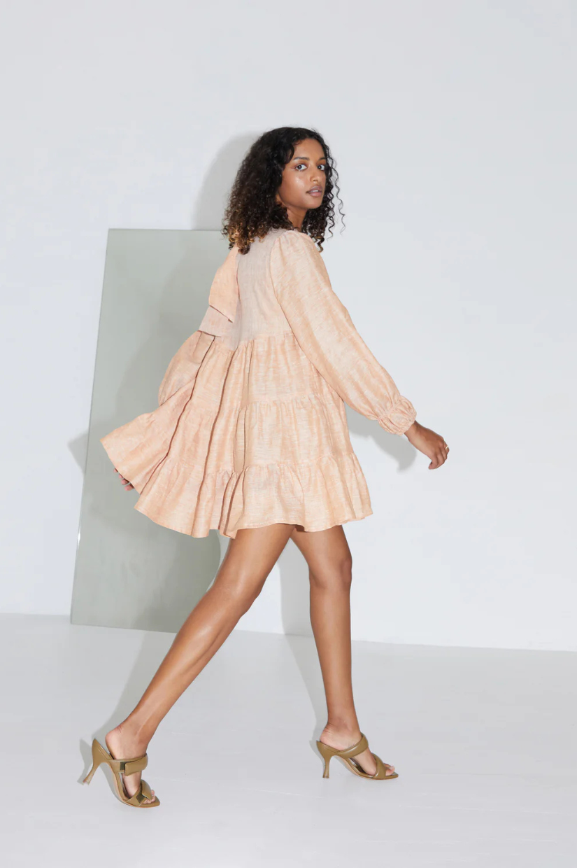Ruby LS Tan Mini Dress