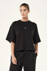 PRINTEMPS WAFFLE CROP TEE IN LICORICE