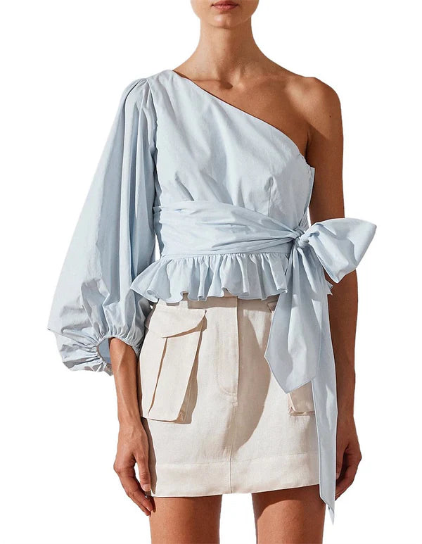 Shona Joy Drake One Shoulder Ballon Sleeve Blouse
