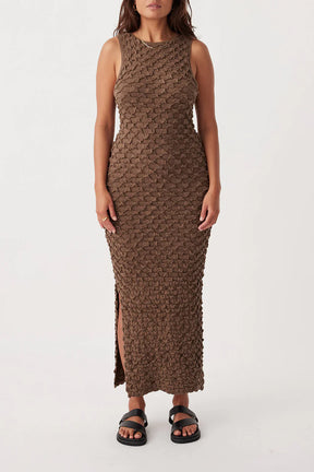 Mila Reversible Textured Maxi Dress - Cacao