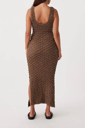 Mila Reversible Textured Maxi Dress - Cacao