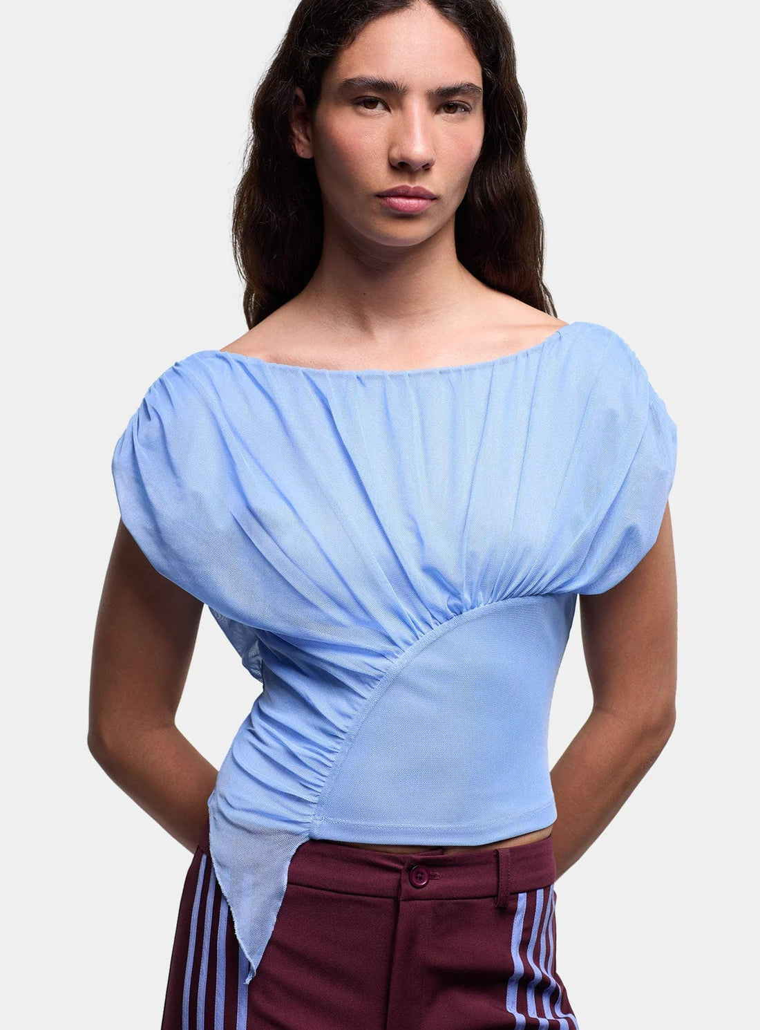 GEMINI BLUE DRAPED TOP - GEMINI BLUE