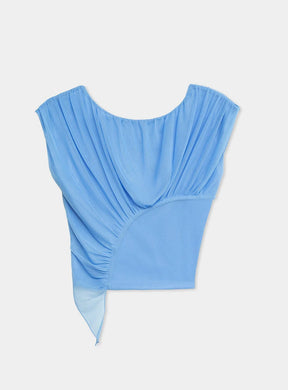 GEMINI BLUE DRAPED TOP - GEMINI BLUE