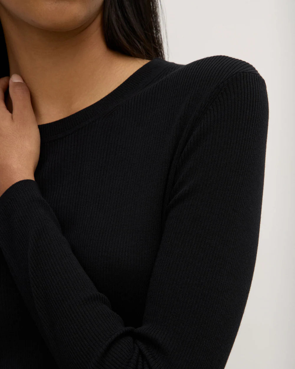 Amira Knit Long Sleeve Tee Black