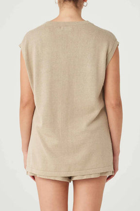 Ada Organic Cotton Linen Vest - Taupe