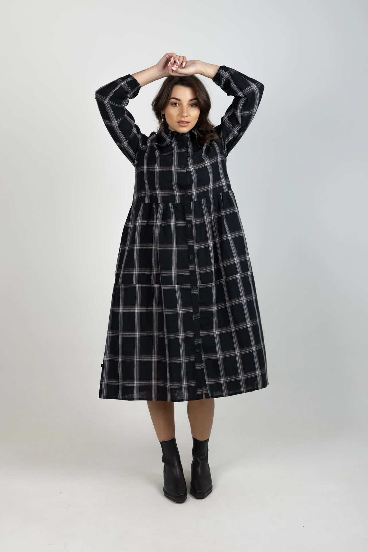 THING THING ALEAH DRESS BLACK PLAID