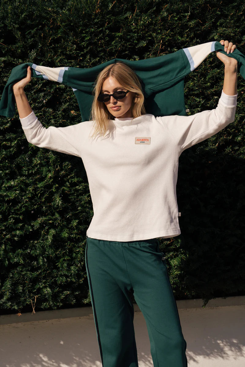 GT Long Sleeve Waffle Top White