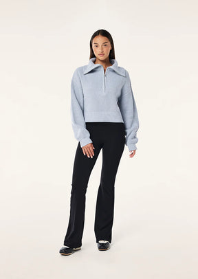HIGH SEASON ZIP NECK KNIT IN ICE BLUE