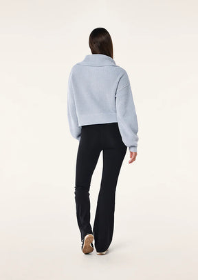 HIGH SEASON ZIP NECK KNIT IN ICE BLUE