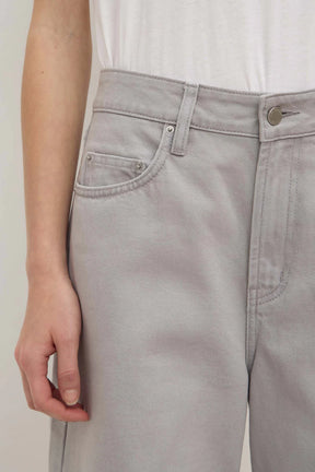 High Rise Barrel Jean - Light Grey