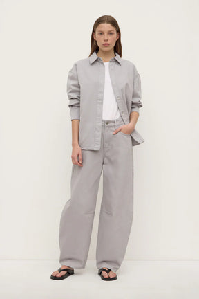 High Rise Barrel Jean - Light Grey