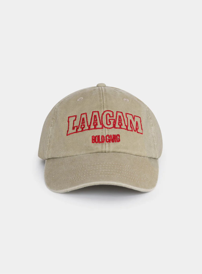 BEIGE EMBROIDERED LOGO CAP