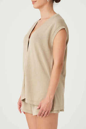 Ada Organic Cotton Linen Vest - Taupe