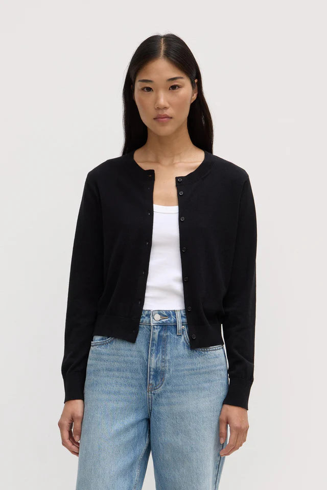 Semra Cotton Cashmere Cardigan - Black