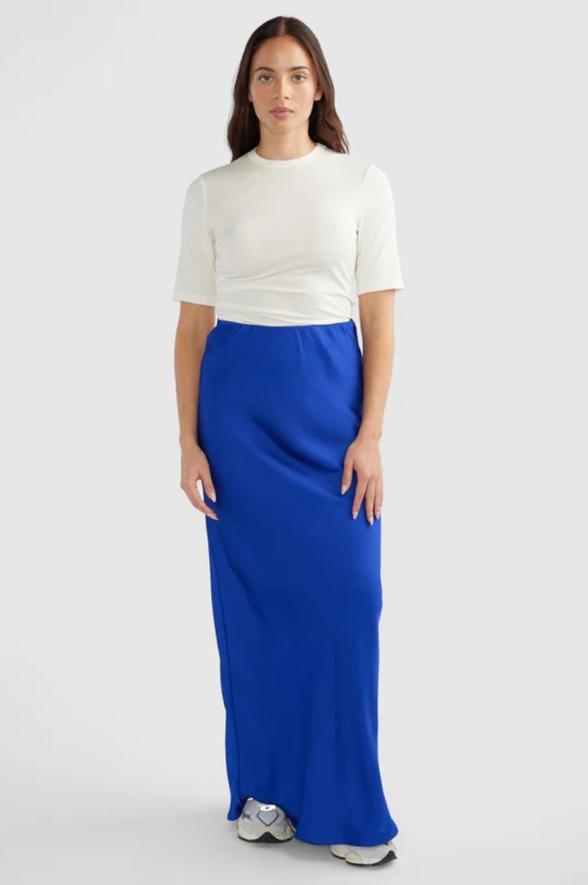 LOLA SATIN SKIRT - ELECTRIC BLUE