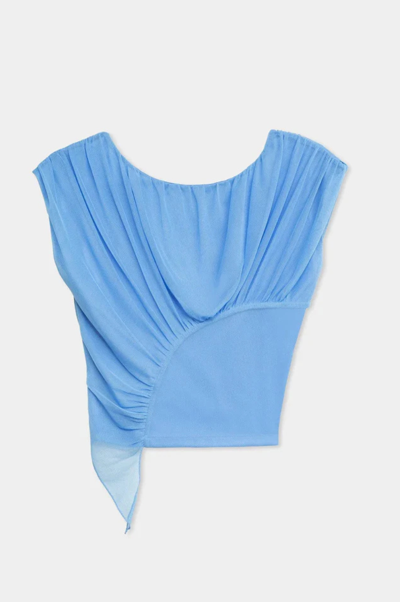 GEMINI BLUE DRAPED TOP - GEMINI BLUE