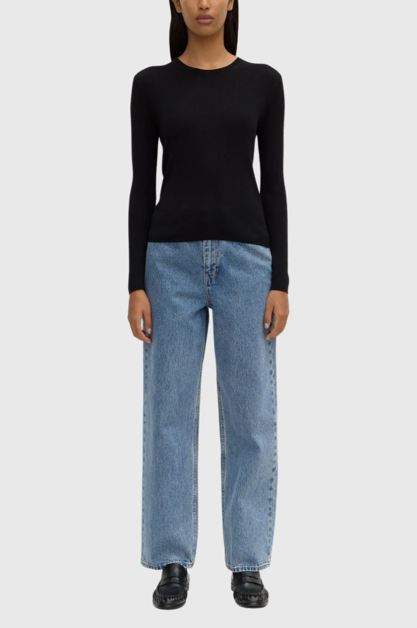 Amira Knit Long Sleeve Tee Black