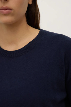 Vanya Cotton Cashmere Knit Tee - True Navy