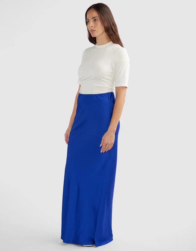 LOLA SATIN SKIRT - ELECTRIC BLUE