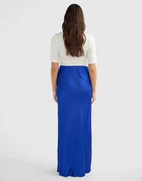LOLA SATIN SKIRT - ELECTRIC BLUE